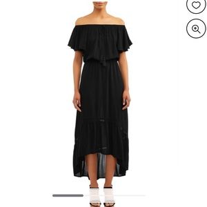 Time and Tru Maxi Dress High Low Peasant black XXL plus size 20